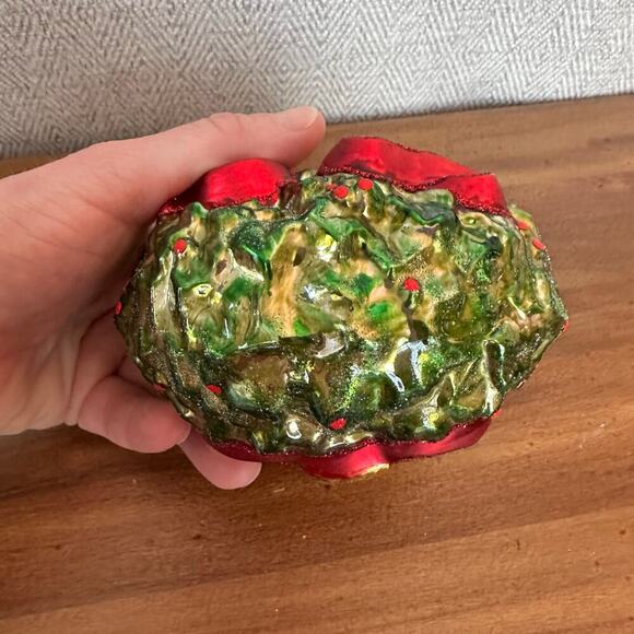 Vintage Kurt Adler Polonaise Five Golden Rings Glass Christmas Ornament Wreath - Picture 4 of 7